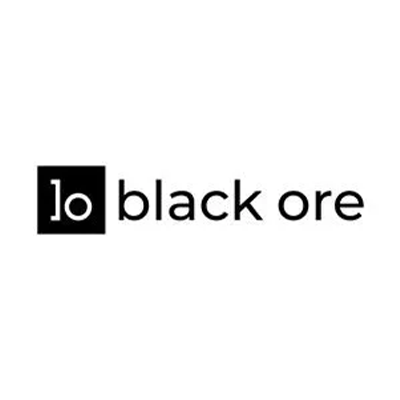 Black Ore logo featuring black text and a square symbol on a white background.