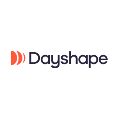 Dayshape logo featuring orange curved shapes and dark text on a white background.