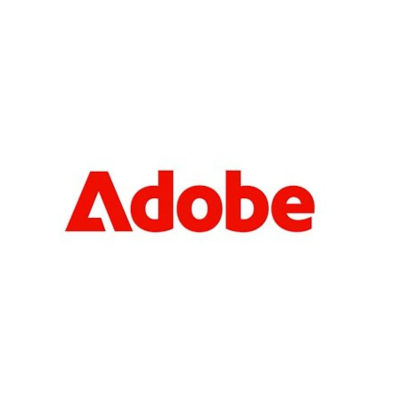 Adobe logo featuring red text spelling 'Adobe' on a white background.