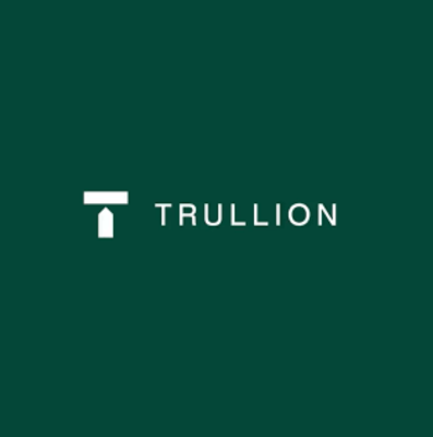 Trullion logo featuring white text and a letter 'T' icon on a dark green background.
