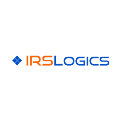 IRSLogics logo featuring a blue diamond icon and orange and blue brand text.