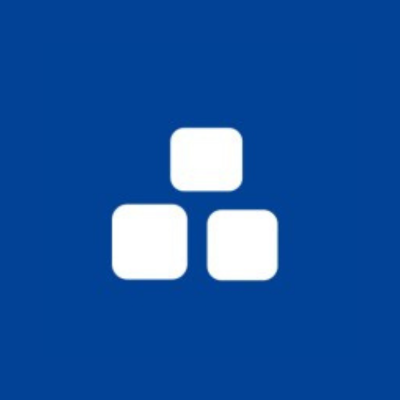 OnPay logo featuring three white rounded square blocks in a triangular arrangement on a dark blue background.