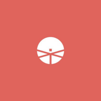 Tallyfor logo featuring a white geometric circular icon with crossing lines and a small square on a coral-red background.