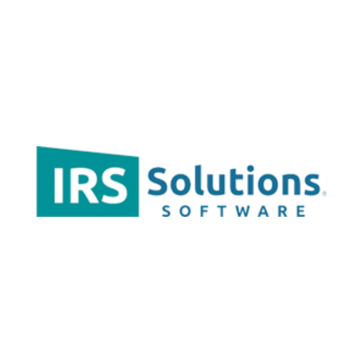 IRS Solutions Software logo featuring teal and blue text on a white background.