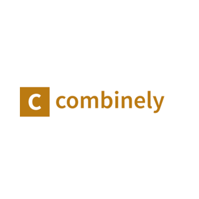 ombinely logo featuring mustard-gold lowercase typography and a square icon with the letter 'C' on a white background.