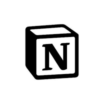 Notion logo featuring a black and white 3D cube icon with the letter 'N' on a white background.