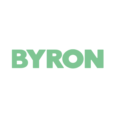 Byron logo featuring bold green uppercase typography on a white background.