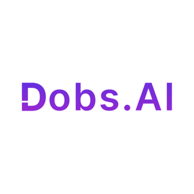 Dobs.AI logo featuring purple gradient typography on a white background.