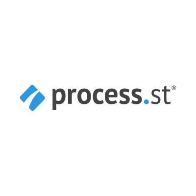 process.st® logo featuring light blue lowercase typography and vertical bar graphics with a dark blue dot on a white background.