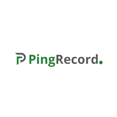 PingRecord logo featuring green and grey text and a stylized 'P' icon on a white background.