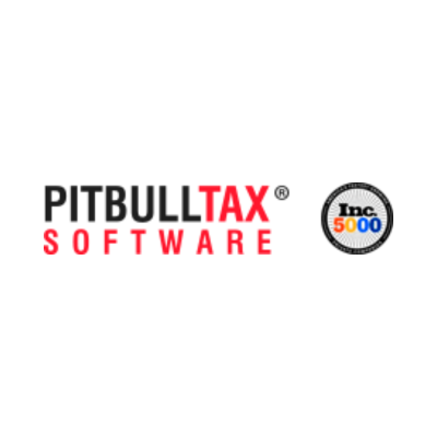 PitbullTax Software logo featuring black and red text and an Inc. 5000 badge on a white background.