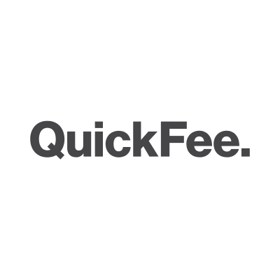 QuickFee logo featuring dark gray typography on a white background.