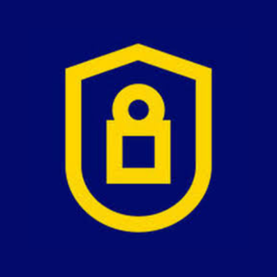 Practice Protect logo featuring a yellow shield outline and padlock icon on a dark blue background.