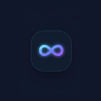 NextFinity logo featuring a glowing neon infinity symbol inside a rounded square and white brand text on a dark background.