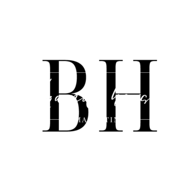 Brand House Marketing logo featuring bold black 'BH' serif letters with overlaid script text on a white background.