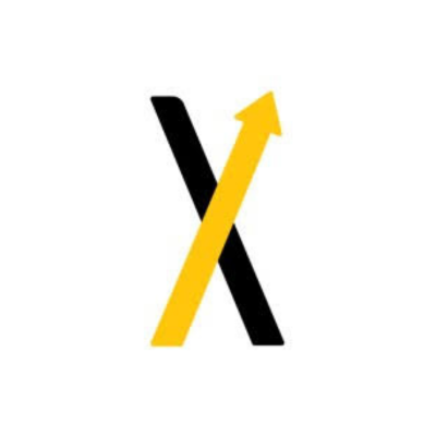Fixyr logo featuring a stylized 'X' formed by a black stroke and a yellow upward-pointing arrow against a white background.