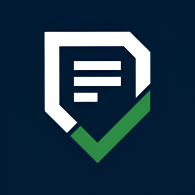 Financial Cents logo featuring a white document and green checkmark icon on a dark background.